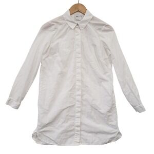 ASOS DESIGN White Cotton Long Sleeve Button Up Shirt Dress‎ Womens Size 5 Casual